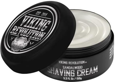 Viking Revolution - Luxus-Rasiercreme Männer - Sandelholzduft - Weiche, Glatte & Seidige Shaving Cream Men - Reichhaltiger Schaum für die Sanfteste Rasur - 150 g