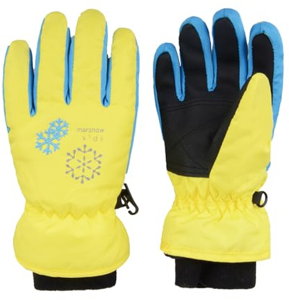 TRIWONDER Kinderhandschuhe, Winddicht und wasserdicht, Fleecefutter, Warme Winterhandschuhe für Skifahren, Snowboard, Outdoor-Sport, Jungen und Mädchen (gelb, M (9-12 Jahre))
