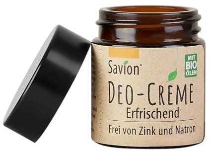 Savion Deo-Creme mit pflegender Sheabutter und Jojobaöl | Erfrischend und ohne Zink und Natron und OHNE Duft | Ideal für empfindliche Haut | Made in Germany, 30g