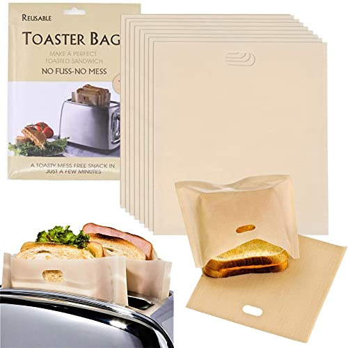 A5 Antihaft-Toasterbeutel [8 x große Größe] 100% BPA- und glutenfrei, Premium-Toasterbeutel für gegrillten Käse, Sandwiches, Pizza, Panini