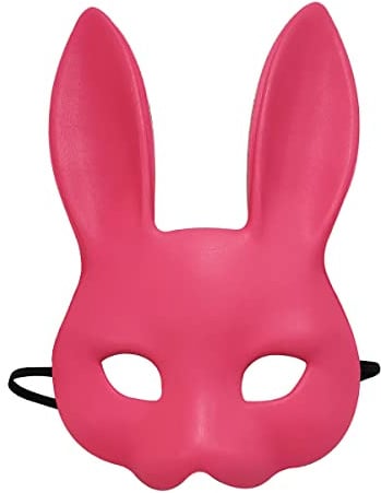 NewL Halloween 3D Tier Halbgesichtsmaske Maskerade Party Cosplay Kostüm für Damen und Herren (Rotes Kaninchen)