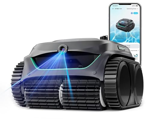 WYBOT C2 Vision Poolroboter mit AI Kamera und Akku 180min, 180m² | Kabelloser Poolsauger, Doppelfilter, 8 Reinigungsmodi, Wand und Bode, Wasserlinie,Grau-Grün