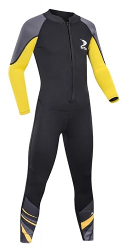 ZCCO Kinder Badeanzug Ganzkörper Sunsuit Jugend Jungen Mädchen Unisex Einteiler Langarm Wasseranzug Rush Guard zum Schwimmen, Baden, Surfen, Strand(Schwarz,XXS)