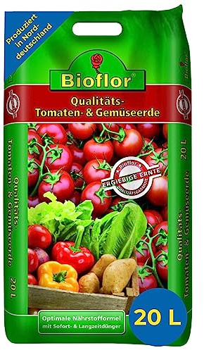 Bioflor Tomaten- & Gemüse-Erde Premium 20 L I Nährstoffreiche Erde für gesundes Wachstum I Ideal für Hochbeet & Garten oder Balkon