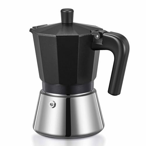 Yabano Espressokocher, Espressomaschine für die Herdplatte, 6-Tassen Moka-Kaffeekocher Italienischer Espresso für Gas- oder Elektro-Keramikherde, Italienischer Kaffeekocher für Cappuccino oder Latte
