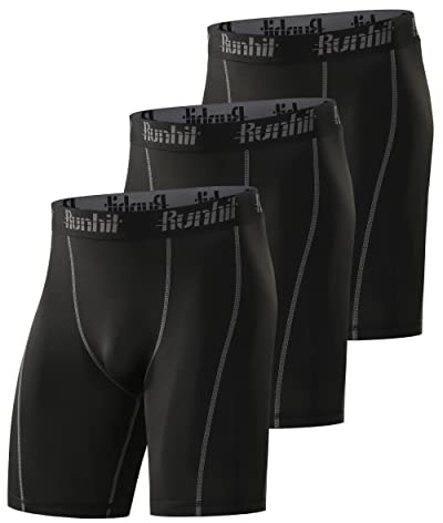 Runhit 3er Pack Herren Kompressionsshorts - Base Layer Sport Unterhosen Funktionsunterwäsche Tight Kompressionshose Kurz Laufunterwäsche Radlerhose