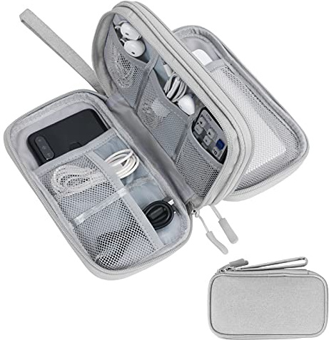 Skycase Kabeltasche,Doppelte Elektronikzubehör Kabel Organizer Tasche,Travel Essentials Tech Pouch Bag für Elektronische Accessoires Kabeltaschen-Grey