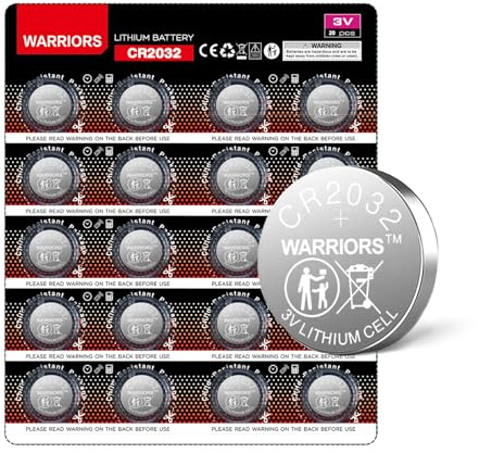 Warriors 20X CR2032 Batterien Knopfzellen, 20er Pack Vorratspackung, 3V 240mAh Extra Kapazität, Lange Haltbarkeit, Zuverlässige Knopfzellen für Schlüsselanhänger, Waagen