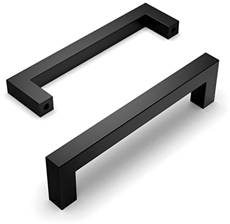 Amerdeco 10 Stück Möbelgriffe Edelstahl Schwarz Schrankgriffe Küchengriffe 128mm Lochabstand Schubladen Griffe Schubladengriffe Griffe für Küchenschränke Kleiderschrank