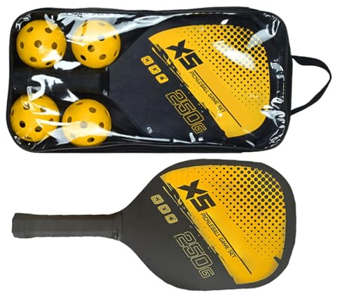 Paddle-Ball-Set,-Paddel-Set | Schlägerset Pickle Ball Kit - 4 Pickle-Bälle, Set mit 2 Schlägern, Schläger mit Komfortgriff für Indoor-Outdoor-Fitness-Übungen