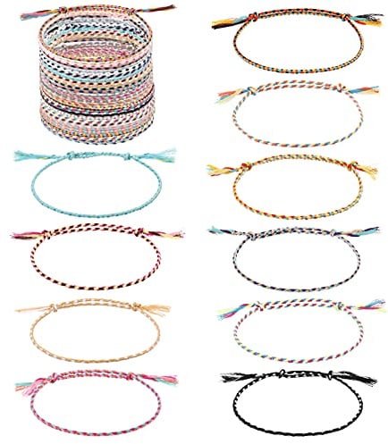 FRIUSATE 30 Stück Freundschaft Armbänder, Handgefertigt Geflochten Wickelarmband Kinder Mädchen Armband Gewebte Dünn Armbänder Freundschaftsarmband für Frauen Mädchen