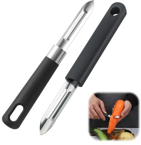 QYHON 2er Set Sparschäler Edelstahl – Kartoffelschäler Doppelklinge | Gemüseschäler scharfer Schäler fürKartoffeln Karotten Gurken Äpfel Birnen Obst langlebig, ergonomisch, leicht zu reinigen