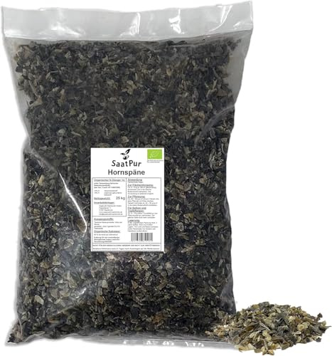 SaatPur® Hornspäne Naturdünger 25 kg, 100% natürlicher Dünger mit 14% Stickstoff für Gemüse- und Ziergarten, Natürlicher Stickstoffdünger und Gartendünger mit Langzeitwirkung