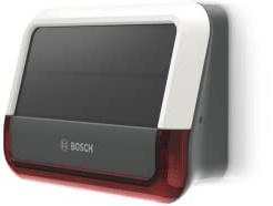 Bosch Smart Home Außensirene, kabellose Alarmanlage mit Solarpanel, warnt per 3-fachen Alarmierung hörbar, sichtbar und via Push-Nachricht, Grey