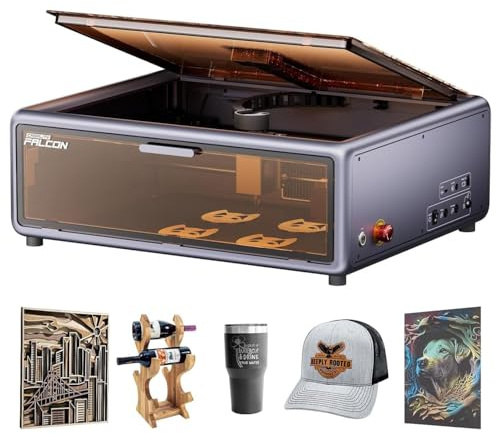 Creality Falcon A1 10W Laser Graviermaschine, Vollständig Geschlossen | Lasergravierer mit Intelligenter Kamera, Materialerkennung, 600 mm/s CoreXY, 387x305 mm Arbeitsbereich, Holz- und Acrylgravur