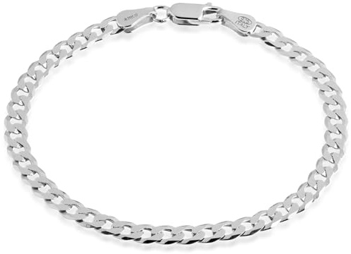 QUADRI - Silberarmband Herren 925 | Armband Silber Herren 925 Echt - Panzerkette Armband 5mm - Länge 19 cm - Made in Italy