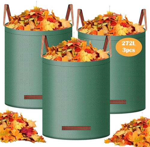 Gartensäcke 3 x 272 l, freistehend und faltbar, stabil und robust, freistehend und faltbar, große Gartenabfalltasche, für Gartenabfälle, Gras, Blätter, Hecke