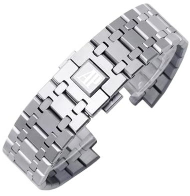 ROUREOX 26mm Edelstahl Uhrenarmband für Audemars Piguet Royal Oak 15400 | Geometrisch Metall Ersatzband Butterfly Schließe Casual Dress Herren