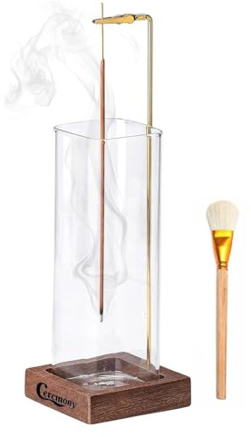 Ceremony Räucherstäbchen Halter, Räucherstäbchenhalter mit Abnehmbarem Aschefänger Aus Glas,Incense Holder spirituelle deko Yoga deko