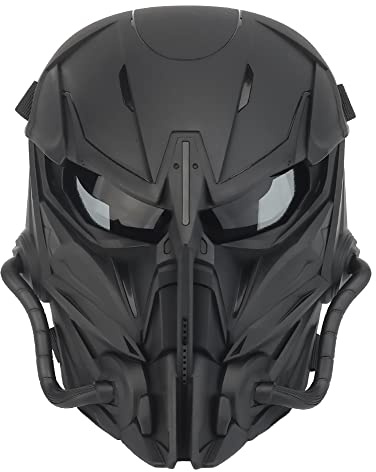 Taktische Airsoft Maske, Grau Lens Full Face Skull Paintball Schutzmaske für Cs Wargame Halloween Cosplay Kostüm Party