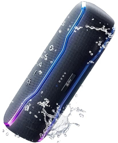 AY Bluetooth Lautsprecher Musikbox Tragbarer IPX7 Wasserdicht Bluetooth Box mit Bunten Licht und Satten Bässen, Stereo-Pairing, Eingebautes Mikrofon, 24h Akku, Perfekt für Zuhause, Draußen