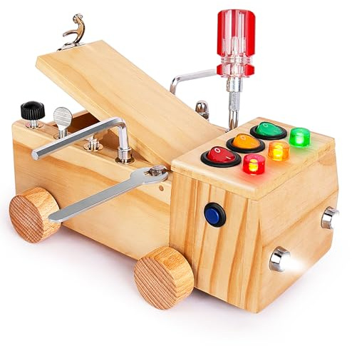 OAKJAR Montessori Schraubendreher Brett, Montessori Spielzeug ab 2-6 Jahre, Montessori Busy Board, Holzspielzeug Motorikspielzeug, Lernspielzeug für Babys Kleinkinder Jungen Mädchen