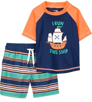 Simple Joys by Carter's Baby - Jungen Swimsuit Trunk and Rashguard Set Rash-Guard-Set (1er Pack)