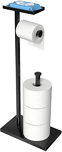 CISILY Schwarzer Toilettenpapierhalter mit Telefonablage, Badezimmer-Dekoration. Seidenpapierrollenhalter freistehende Aufbewahrung, Wohnmobil-Zubehör, Wohnung, WC, Haushalt, Zuhause