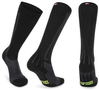 DANISH ENDURANCE 1 Paar Kompressionsstrümpfe, Sport Kompressionssocken, 21-26 mmHg, Unisex, Herren & Damen, Schwarz/Grau, 39-42