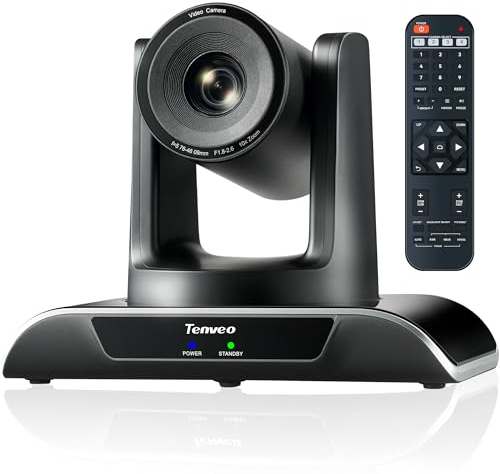 Tenveo PTZ Kamera 10x optischer Zoom Konferenzkamera, USB3.0/HDMI/RS232 Weitwinkel FHD 1080P 60FPS für Videokonferenzen Business Meeting Live Streaming Kirchliche Dienste Skype Zoom Teams OBS