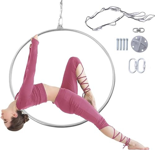 MIDUOLAI Aerial Lyra Hoop Rigging Set 32 mm Edelstahl Einer Lischring enthalten Spanset Carabiner Swivel,A,Diameter 80cm