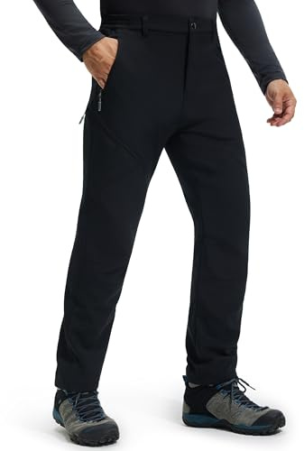 Libin Thermohose Herren Winter Softshellhose Wasserdicht Winddicht Gefüttert Skihose Wanderhose Winterhose Outdoorhose Schneehose Regenhose Trekkinghose, SchwarzXL