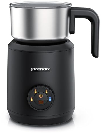 Arendo - Milchaufschäumer Induktion - Induktionsmilchaufschäumer elektrisch ohne Anbrennen – bis zu 400 ml - warmer und kalter Milchschaum – 4 Temperaturen – Milk Frother Kaffee Latte Cappuccino