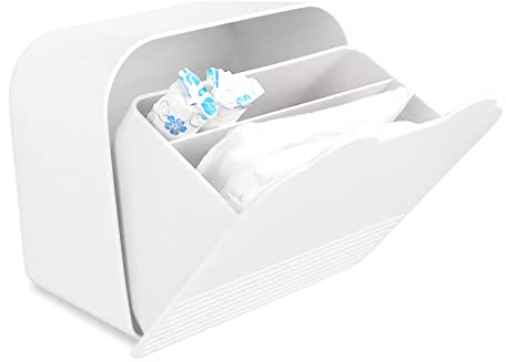 Damenbinden Box,Kunststoff Hängen Tampon Aufbewahrung Box 15.5 * 15.5 * 9cm Damenbinden Organizer für Badezimmer für Mädchen, Frauen, Damen (Weiß)
