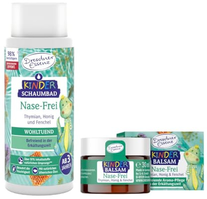 Dresdner Essenz Nase-Frei Erkältungs-Bundle für Kinder – Wohltuende Pflege in der Erkältungszeit | 1 x 300 ml Schaumbad | 1 x 30 ml Balsam für die Erkältungszeit | für Kinder ab 3 Jahren