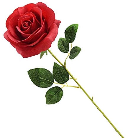 Cosswe Künstliche Seidenrose, künstliche Rose, ewige Blumen, einzelner Stiel als Geschenk verpackt Rosen für Hochzeitssträuße Jubiläen Partys Hotels Büro-Dekoration (Rot)
