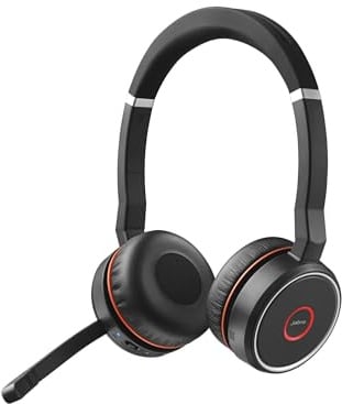Jabra Evolve 75 UC Wireless Stereo On-Ear Headset – Unified Communications zertifizierte Kopfhörer mit Langer Akkulaufzeit – USB Bluetooth Adapter – Schwarz