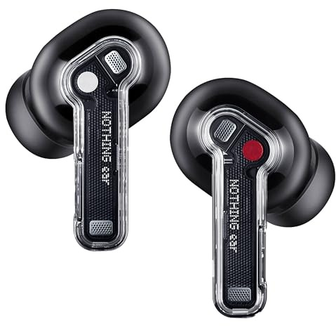 Nothing Ear kopfhörer kabellos Bluetooth mit Hi-Res-Audio, Aktive Geräuschunterdrückung, Fortgeschrittener Equalizer, und bis zu 40,5 Stunden Wiedergabezeit - Schwarz