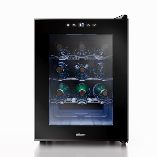 Tristar Grande Saignée Weinkühlschrank – Für bis zu 12 Flaschen – 32 L – Thermoelektrisch – Glastür – Touch-LED-Display – Innenbeleuchtung – WR-7511