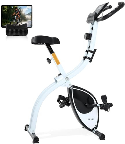 ISE Heimtrainer Fahrrad Klappbar I Hometrainer Fahrrad Klappbar Extra Leise mit Bequemem Sitzkissen I Ergometer heimtrainer, Fitnessbikes, Indoor Bike, Trimmrad Heimtraine