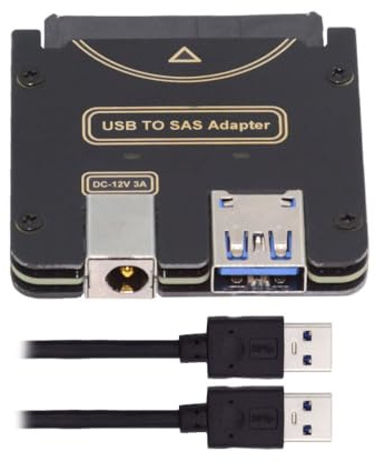 Cablecc SFF-8482 SAS 29Pin auf 5 Gbit/s USB 3.0 Festplatten-RAID-Adapter mit Chipsatz und Stromanschluss (benötigt 12 V/3 A Stromversorgung)