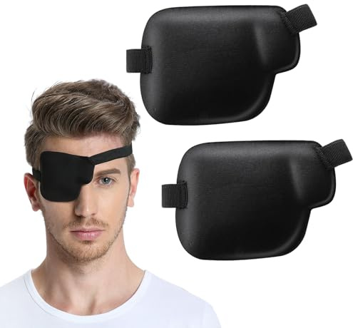 KWJEIULSOQ 2 Stück Augenklappe Medizinisch, Augenpflaster Erwachsene,1*Linke, 1* Rechtes, 3D Verstellbare Augenklappe Monokulare, Augenklappe Für Postoperative Genesung, Strabismus(A)