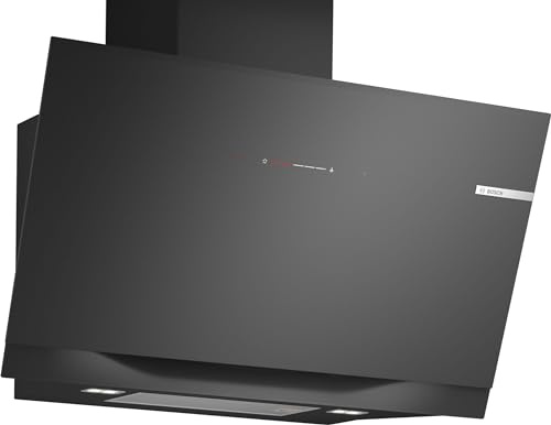 Bosch DWK91LT60, Serie 8, Smarte Dunstabzugshaube, 90 cm, Klarglas schwarz bedruckt, Extrem Leise Wandesse, Made in Germany, Steuerung über Kochfeld, Einstellbare Farbtemperatur, PerfectAir-Sensor
