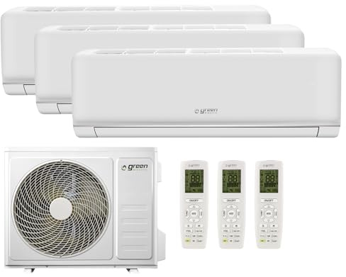 Green Electric Plus Klimaanlage Trial Split 9000 + 9000 + 9000 BTU, Wi-Fi R32, Energieeffizienz A++/A+, 3 Innengeräte und 1 Außengerät, mit Fernbedienung, Geringer Stromverbrauch