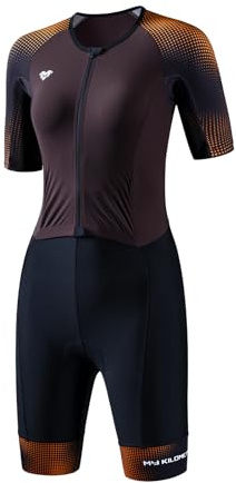 MY KILOMETRE Damen Triathlon Anzug - Schnell trocknende Ärmel Einteiler Tri Suit mit Frontreißverschluss und UPF 50+