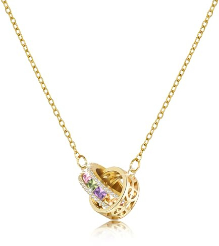 Linawe Kette mit Stein Anhänger, Halskette Damen | Vergoldet, Kupfer, Edelstahl, Kettenanhänger, Damenschmuck, Schmuck, Edelstein, Geburtsstein, Steinen, Spirale, Schmuckset