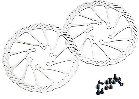 Dymoece 2 Stück Fahrrad Bremsscheibe 6 Loch mit 12 Schrauben Kompatibel mit Shimano Tektro Avid Magura Hayes 160mm/180mm