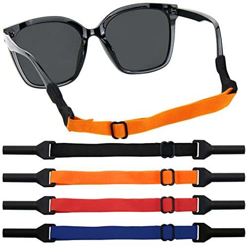 ZORRA 4 Stück Brillenband, Verstellbarer Sportbrillenband Anti Rutsch Kein Schwanz Brillenbänder, Brillenband Herren Damen Kinder für Sportbrille Sonnenbrille Lesebrille Brille Schutzbrille