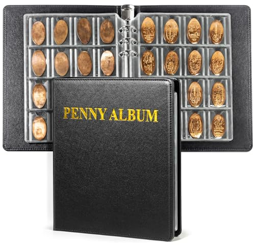 Gepresster Pennyhalter, gepresstes Pennybuch für 190 Münzen, Penny-Sammelalbum mit Hüllen, Schwarz