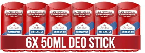 Old Spice Whitewater Deostick für Männer, 6x50 ml, 24/7 Frischhh bei täglicher Anwendung, lang anhaltender Duft in Parfumqualität, Schutz vor Gerüchen, Ohne Aluminiumsalze